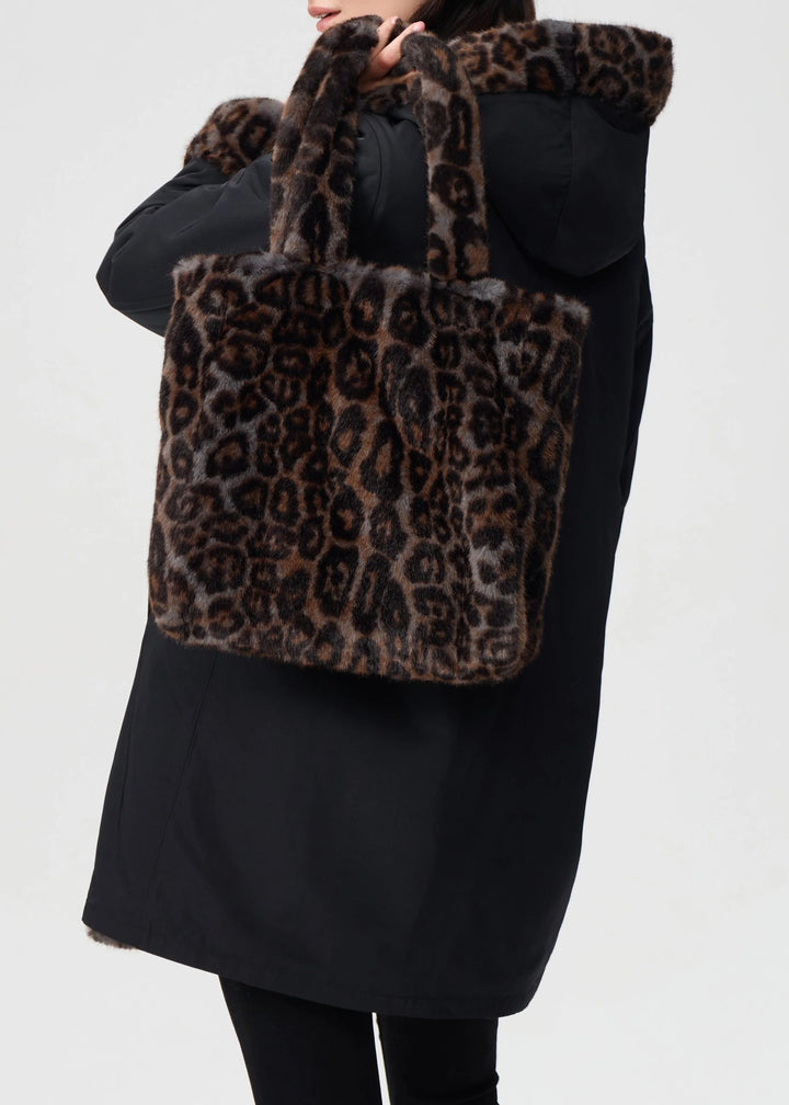 Animal Print Faux Fur Tote Bag