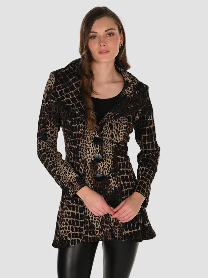 Animal Print Wire Collar Knit Jacket