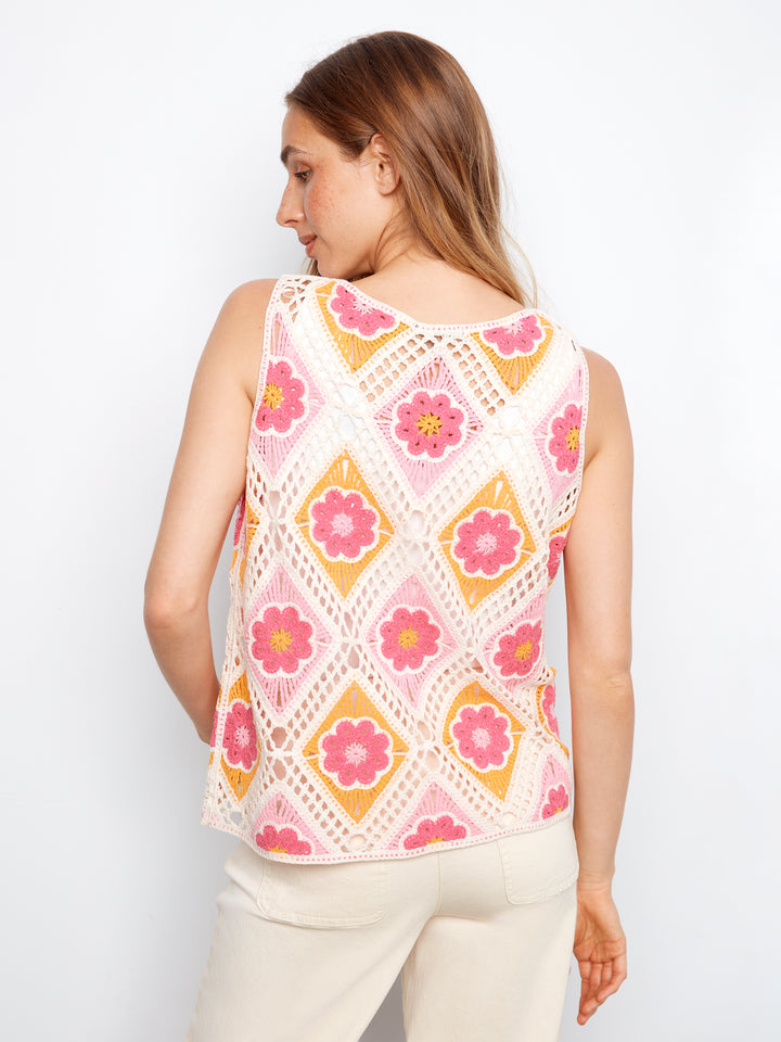 Apricot Flower Crochet Top