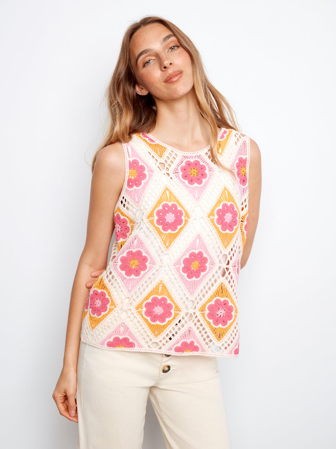 Apricot Flower Crochet Top