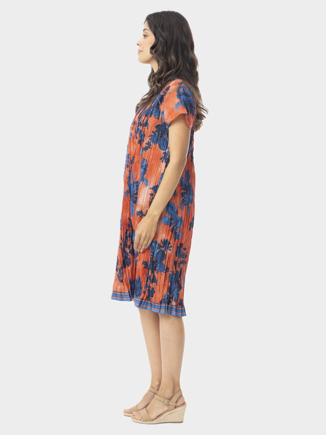 Arashi Print Crinkle Pintuck Dress