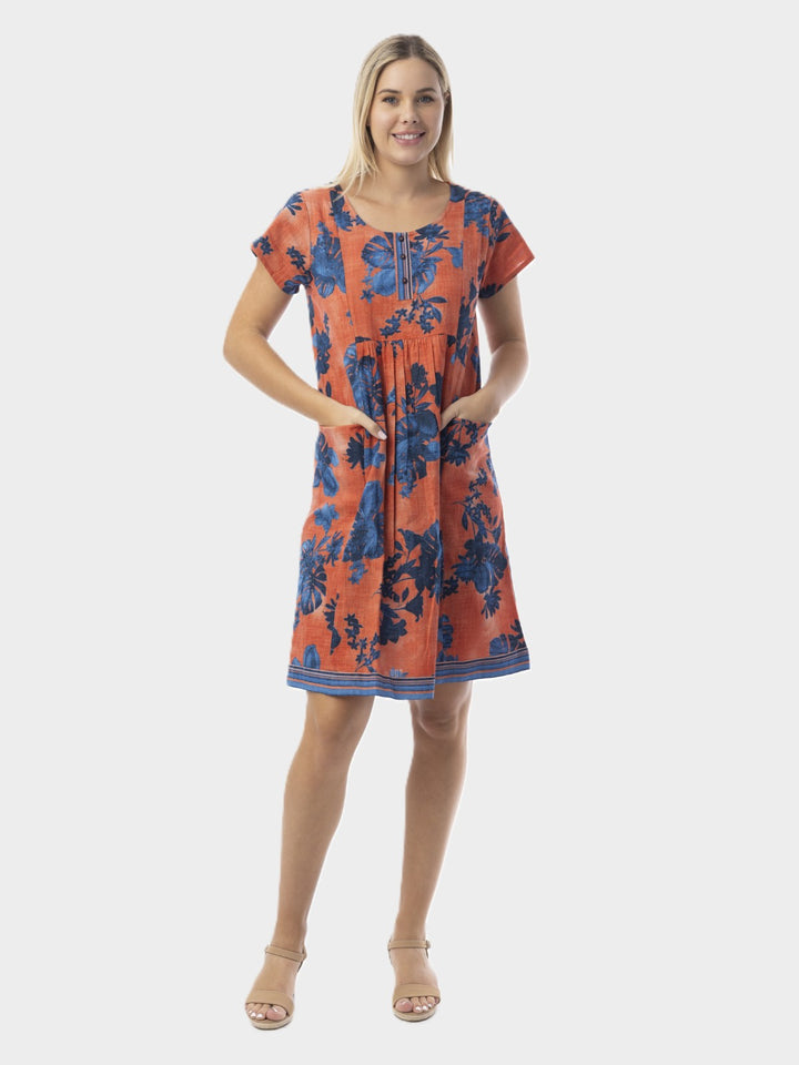 Arashi Print Short Sleeve Pocket Dress