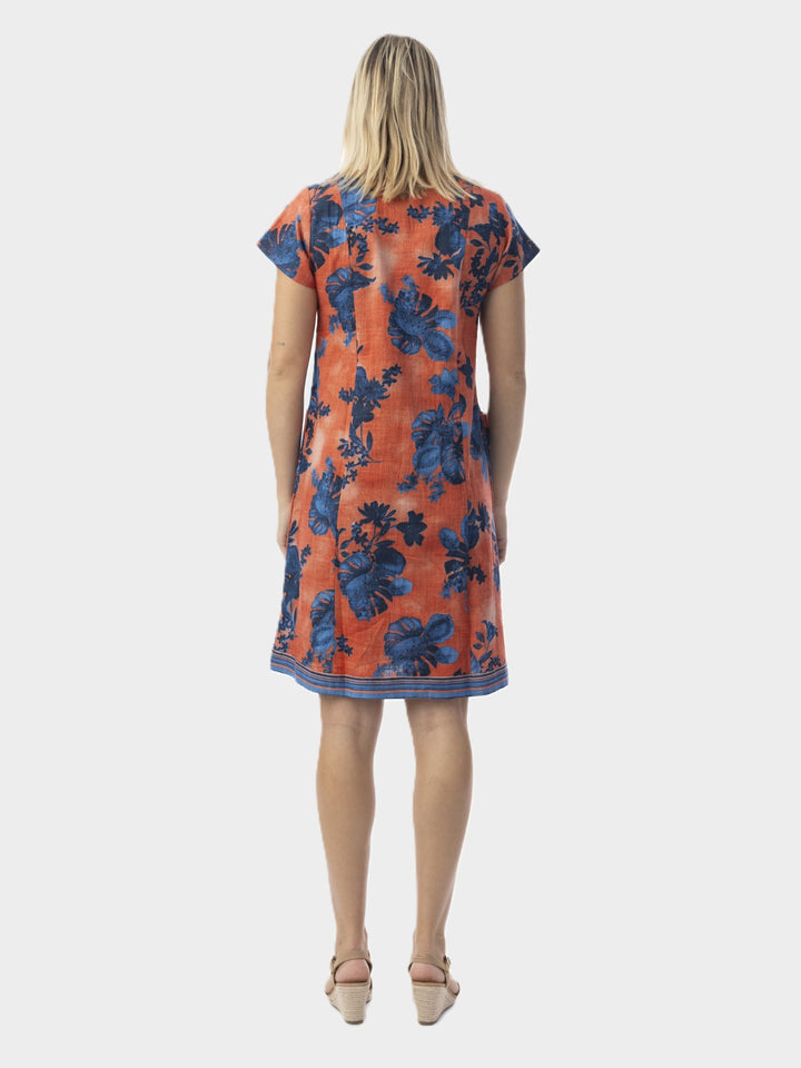 Arashi Print Short Sleeve Pocket Dress