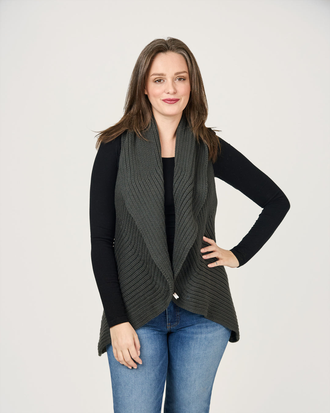 Ardelle Charcoal Open Vest