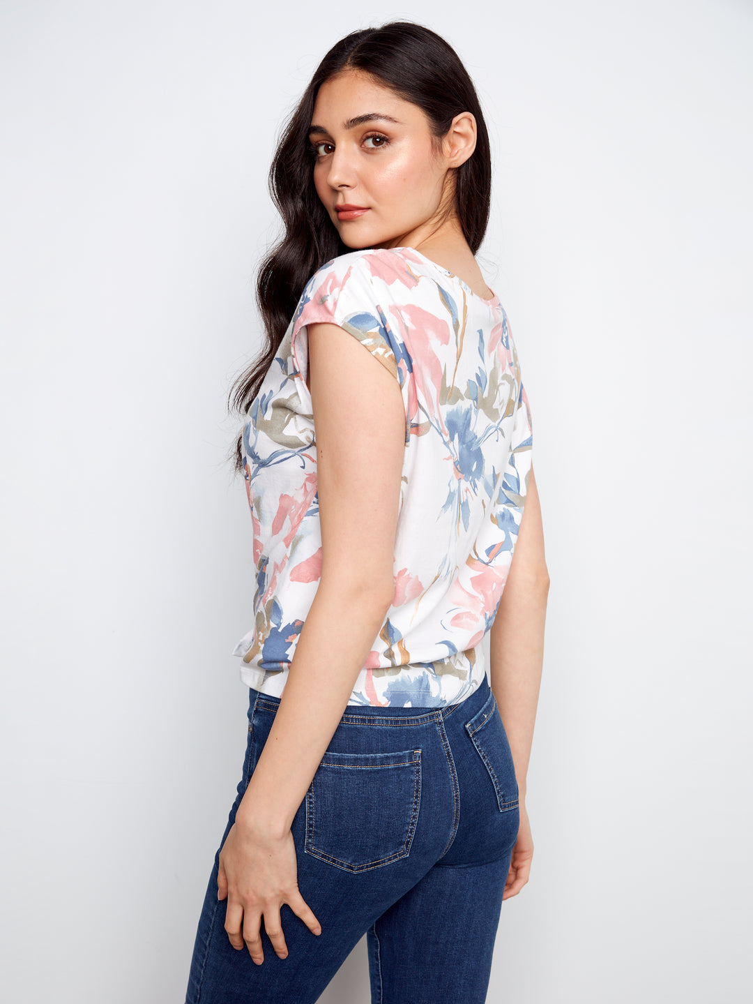 Artist Print Tie Front Top