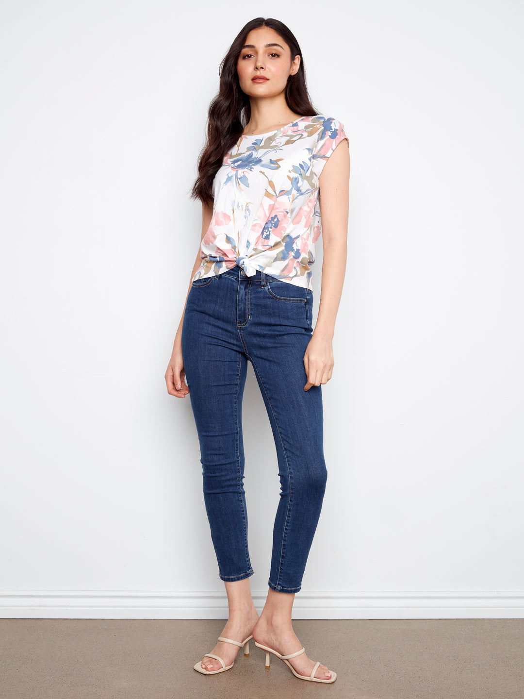 Artist Print Tie Front Top