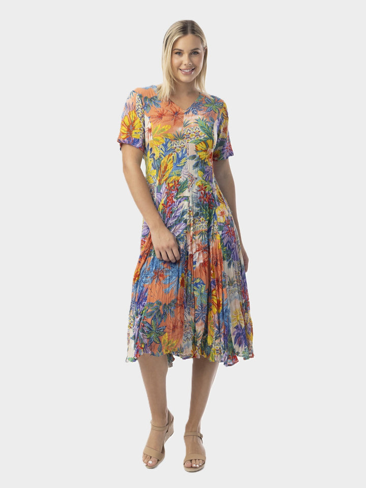 Aruba Short Sleeve Godet Dress