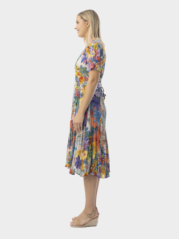 Aruba Short Sleeve Godet Dress