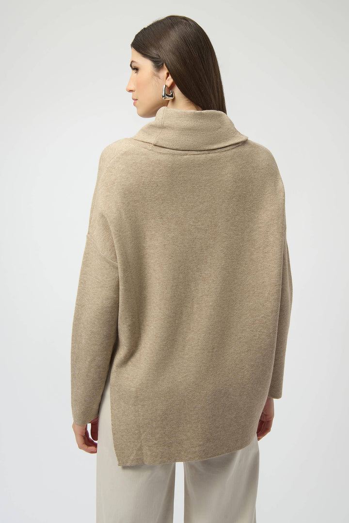 Asymmetrical Studded Cowl Neck Sweater
