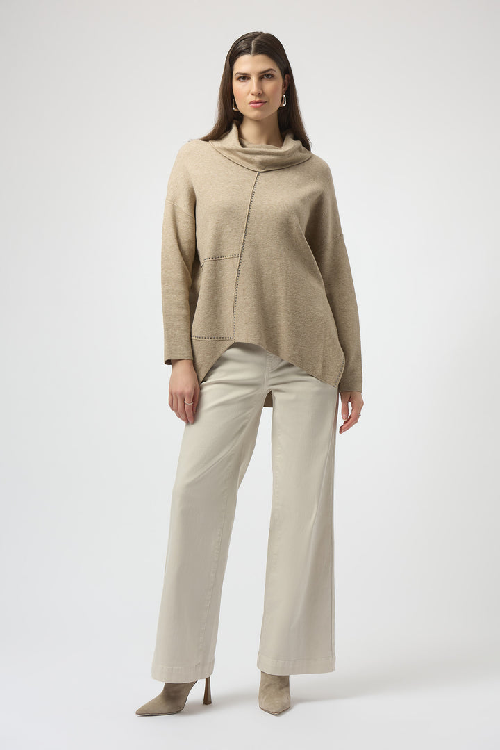 Asymmetrical Studded Cowl Neck Sweater