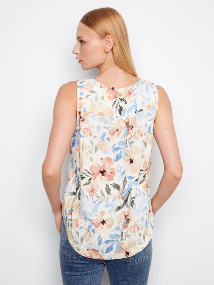 Aurelia Print Round Hem Linen Top