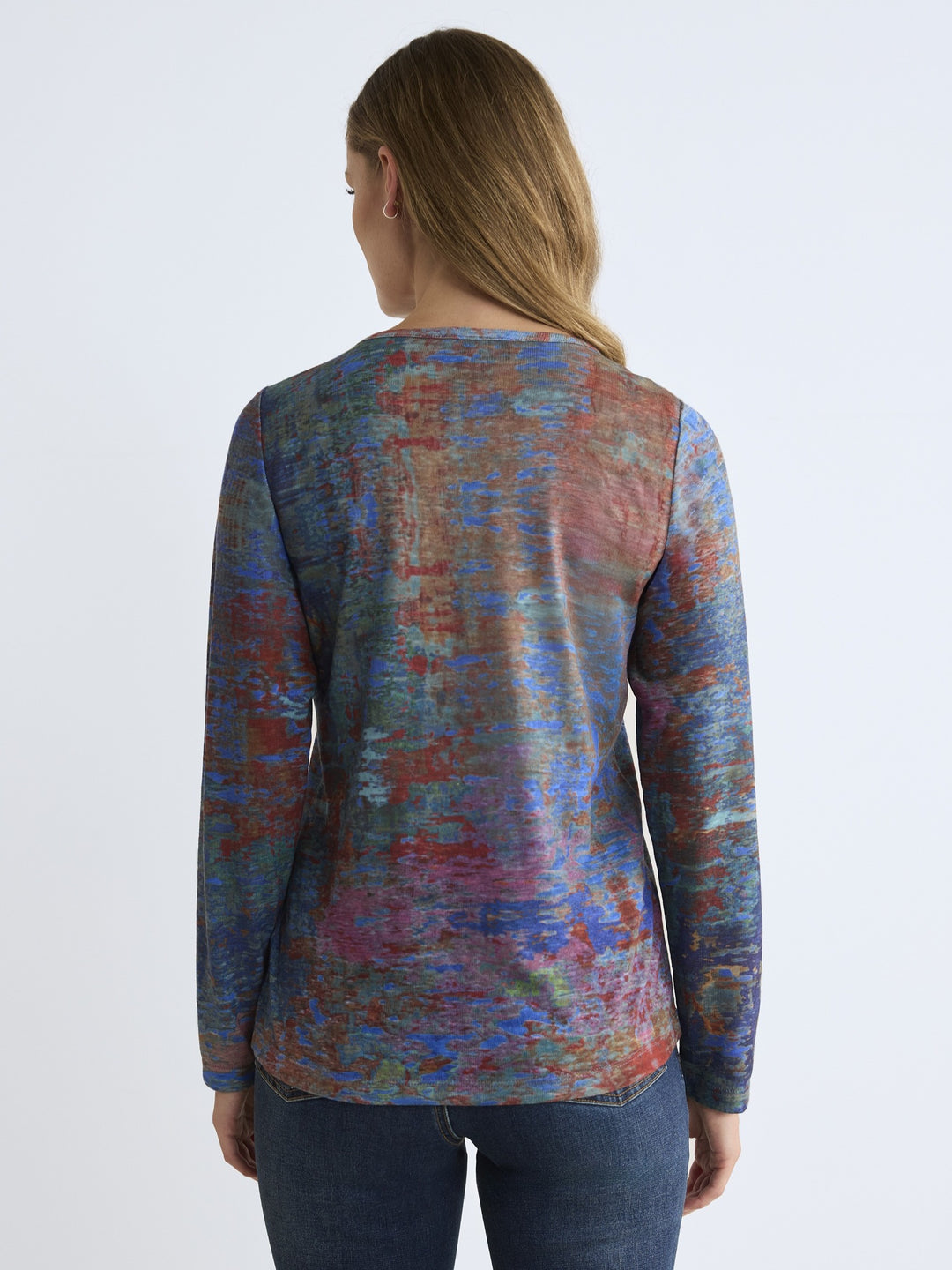 Autumn Reflection Print V-Neck Top