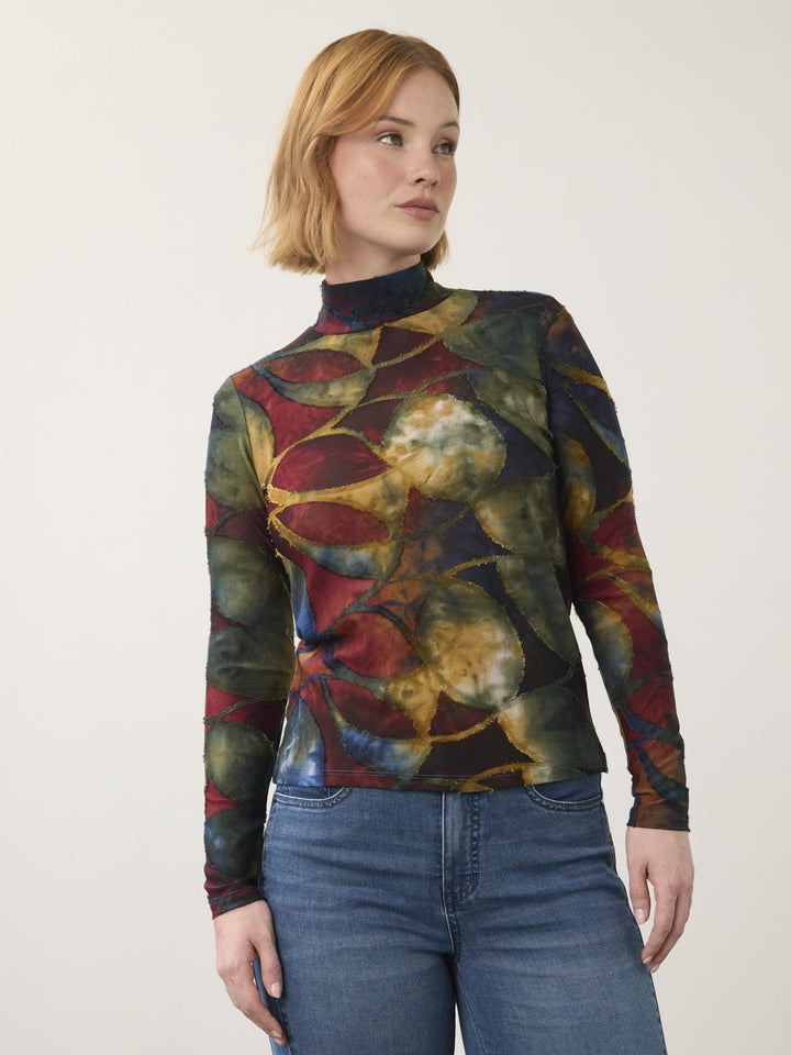 Autumnal Print Mock Neck Top