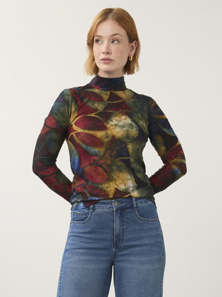 Autumnal Print Mock Neck Top