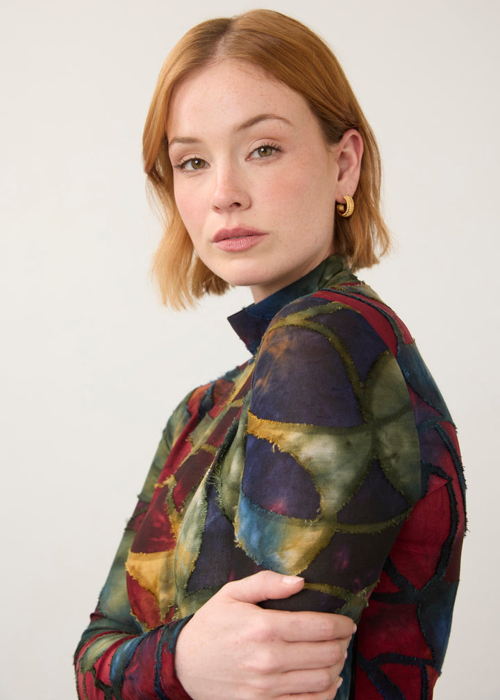 Autumnal Print Mock Neck Top