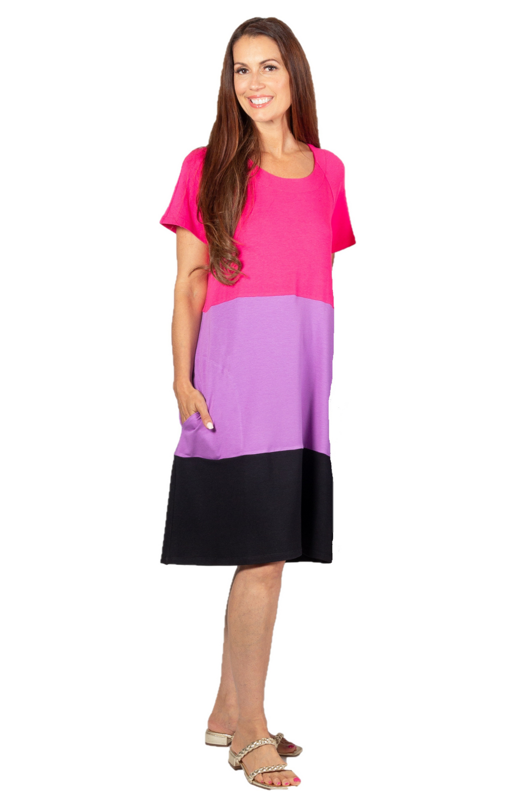 Azalea Combo Colour Block Tiered Dress