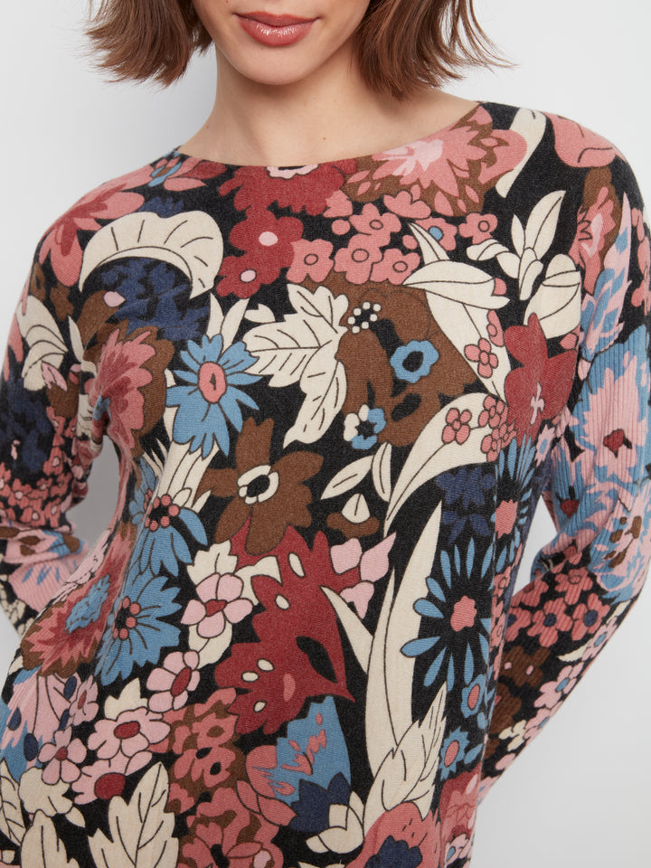 Azalea Print Round Hem Sweater