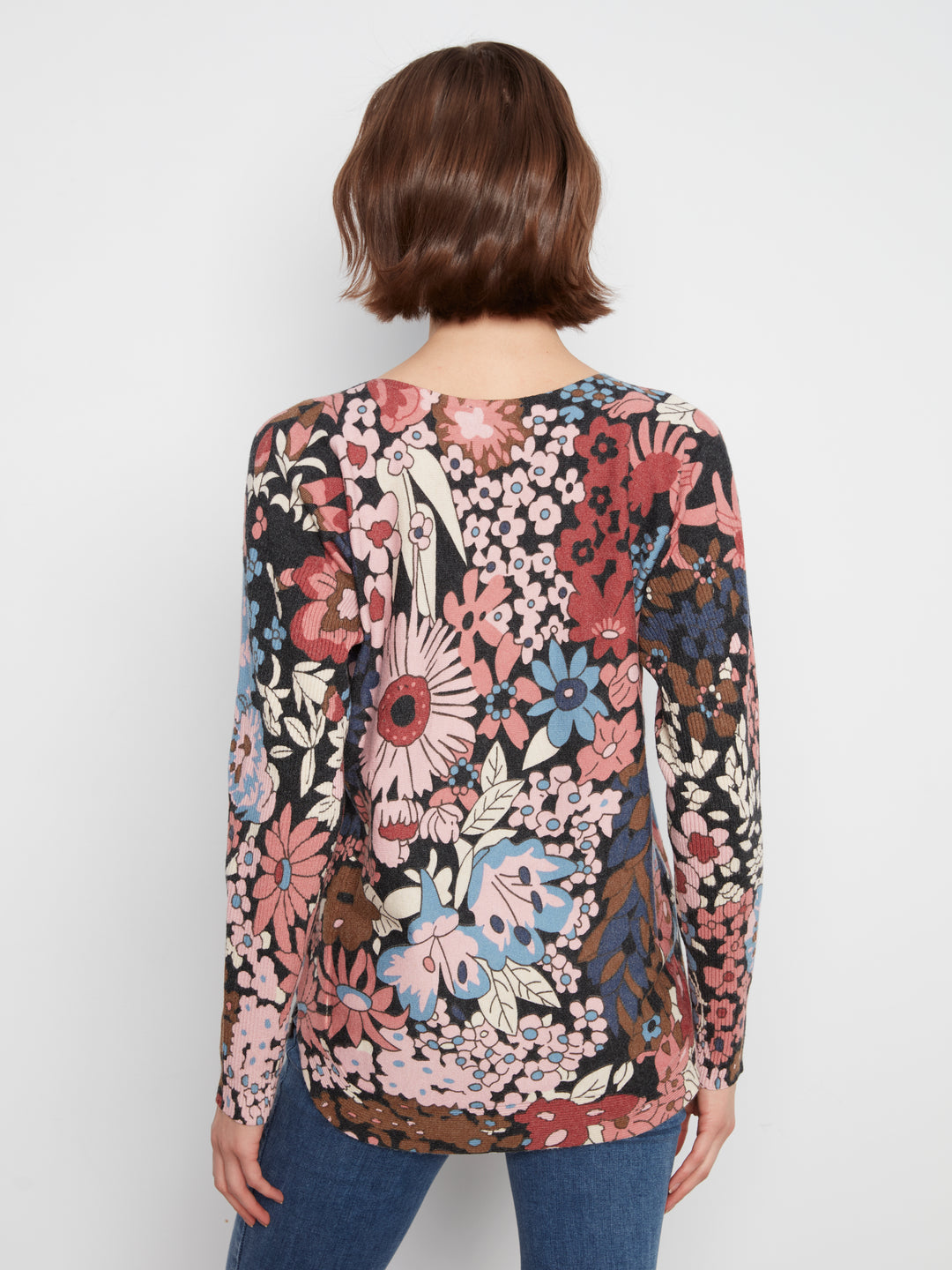 Azalea Print Round Hem Sweater