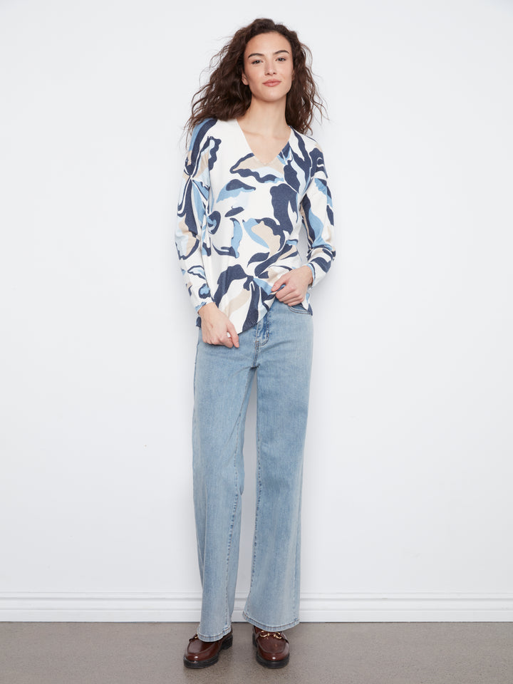 Azurine Print Plushy Knit Sweater