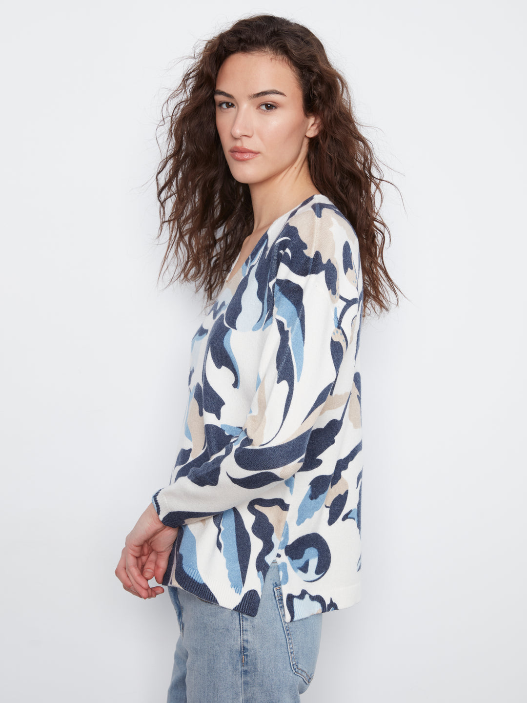 Azurine Print Plushy Knit Sweater