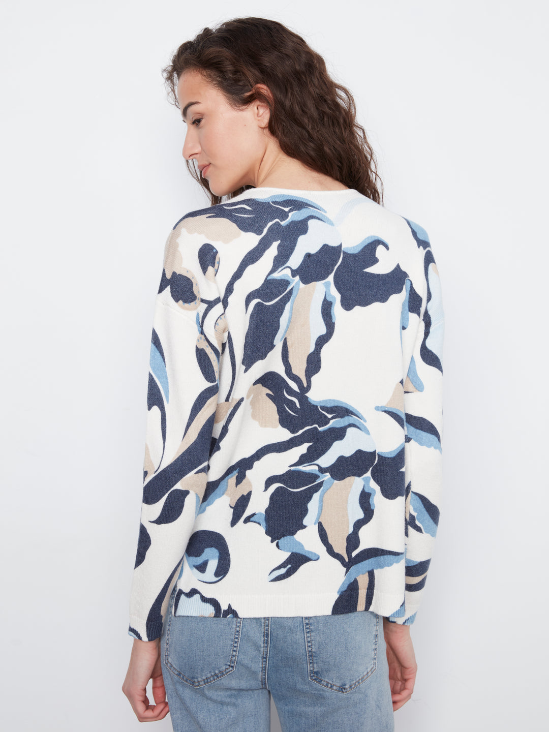 Azurine Print Plushy Knit Sweater