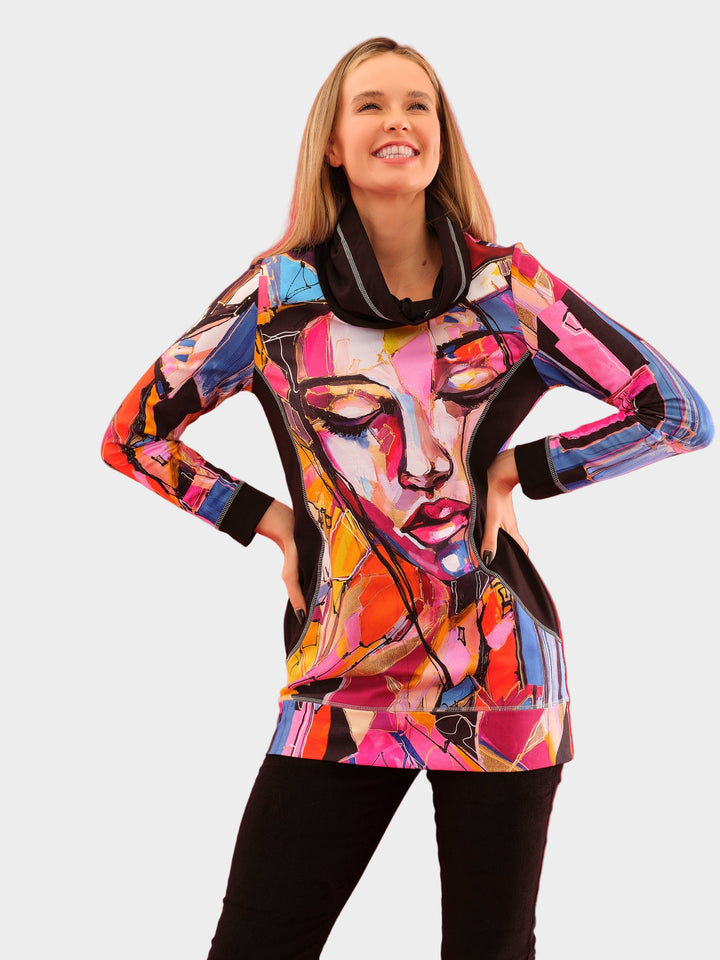 Baisti Face Print Tunic Top