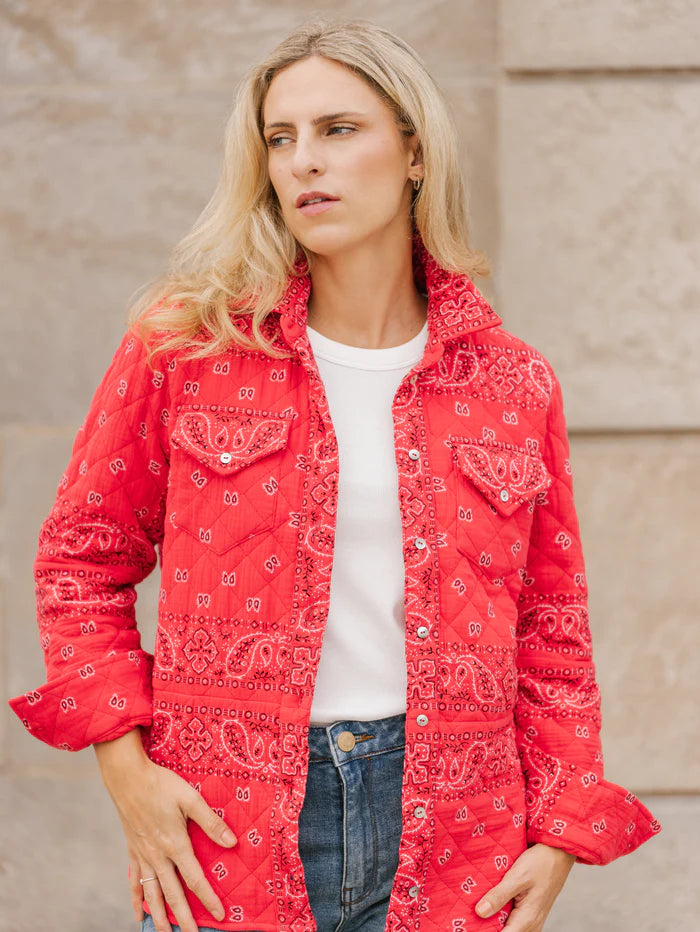 Bandana Red Quilted Shacket