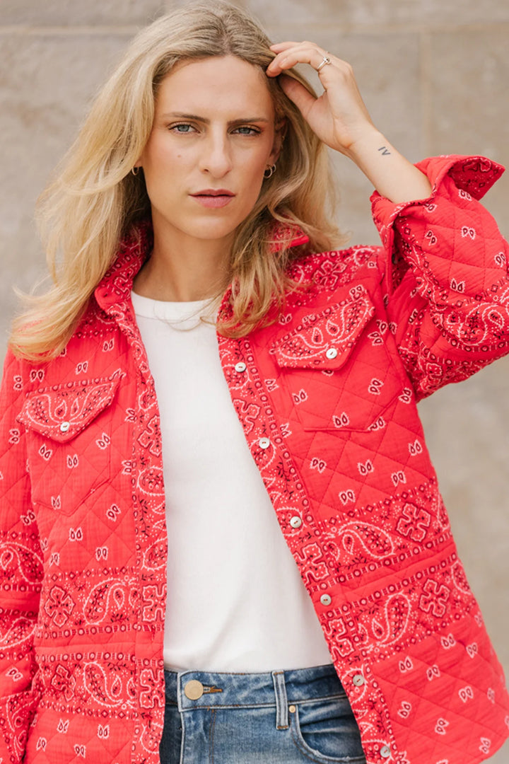 Bandana Red Quilted Shacket