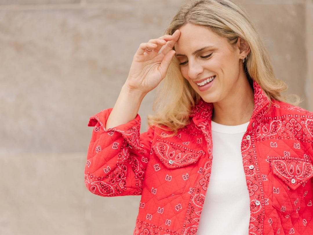 Bandana Red Quilted Shacket