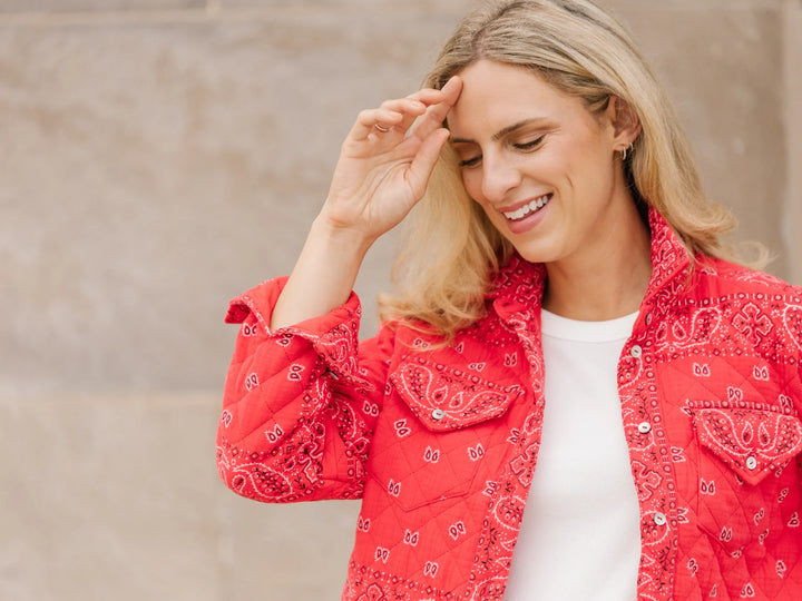Bandana Red Quilted Shacket