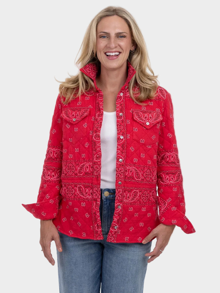 Bandana Red Quilted Shacket