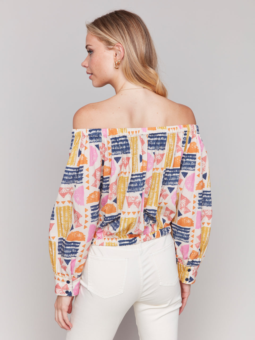 Batik Print Off Shoulder Blouse