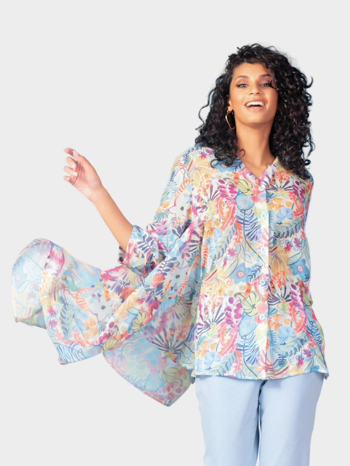 Beach Floral Print Swing Shirt
