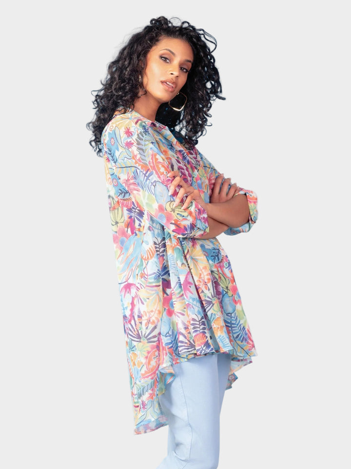 Beach Floral Print Swing Shirt