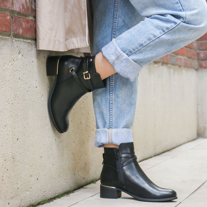 Becka Black Crossover Strap Boot