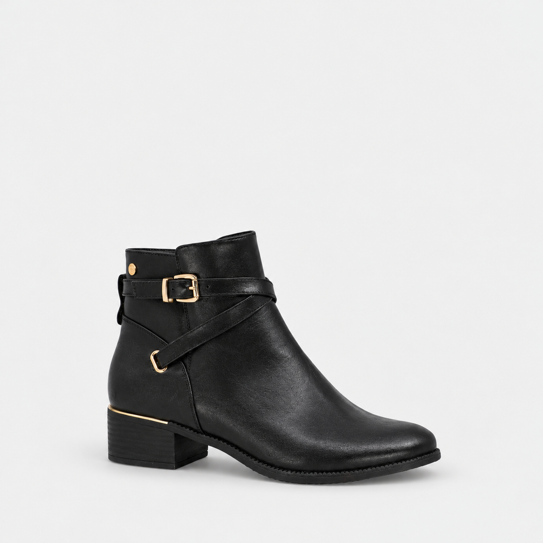 Becka Black Crossover Strap Boot