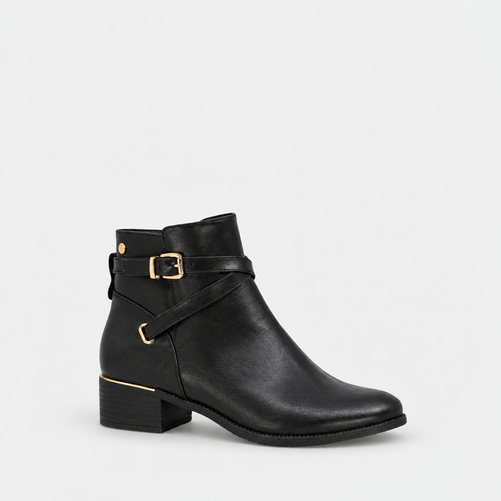 Becka Black Crossover Strap Boot