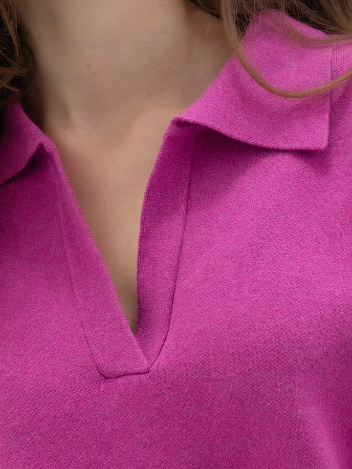 Berry Collared Notch Neck Sweater