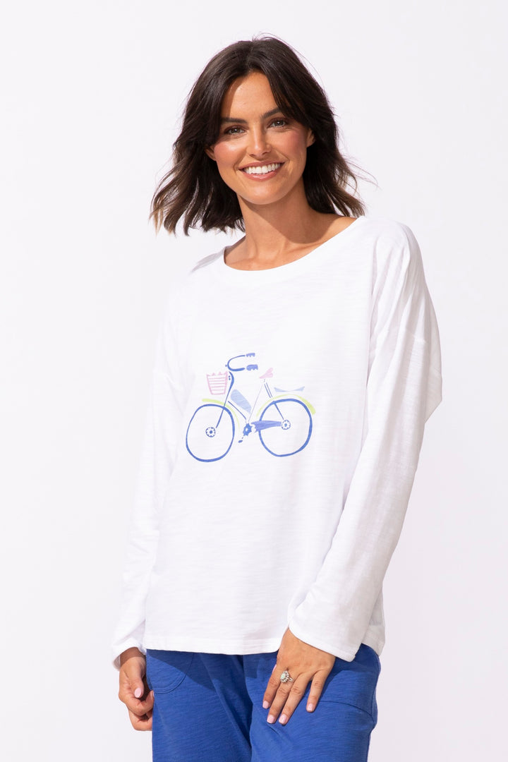 Bicycle Print Terry Pullover