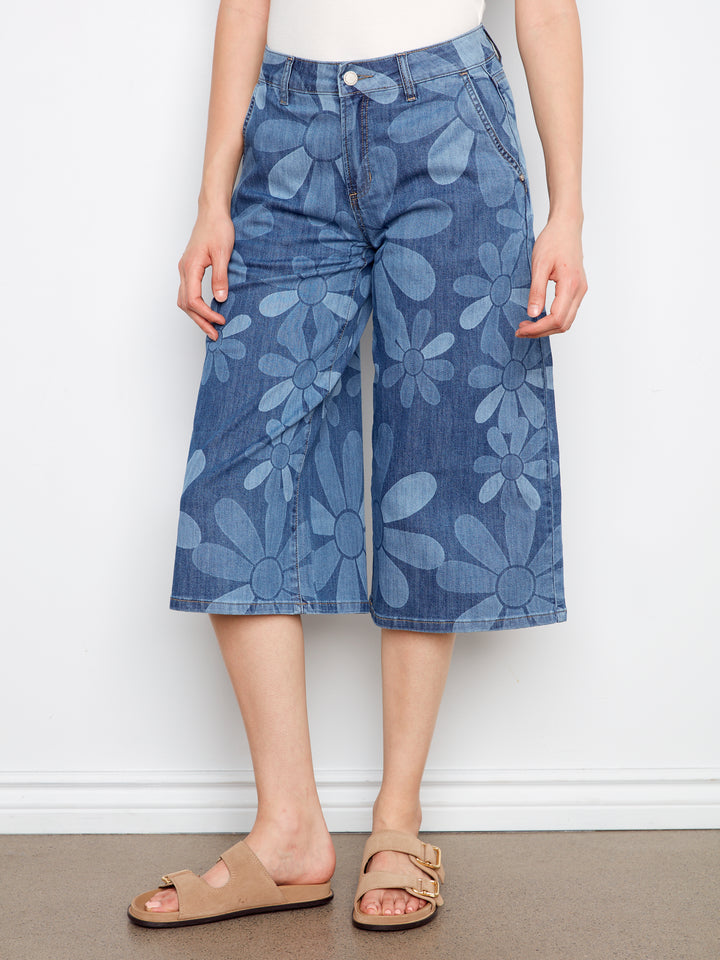 Big Flower Print Palazzo Jean