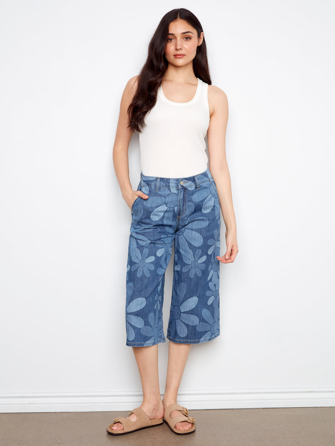 Big Flower Print Palazzo Jean