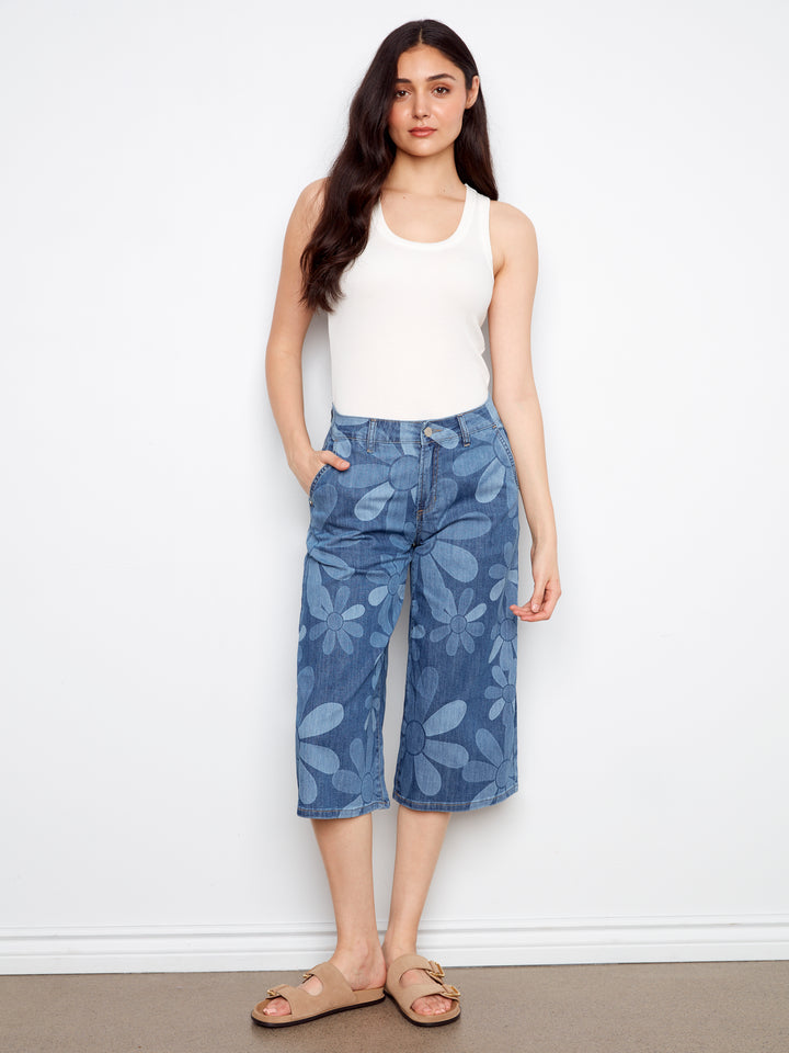 Big Flower Print Palazzo Jean