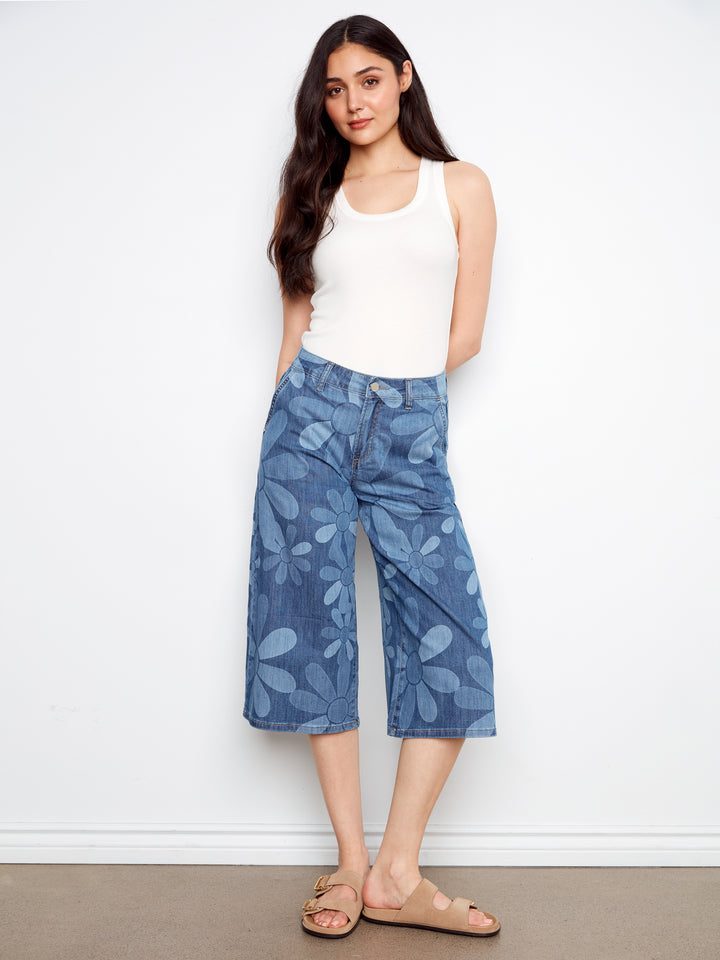 Big Flower Print Palazzo Jean