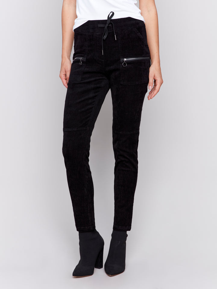 Black Baby Cord Jogger Pant