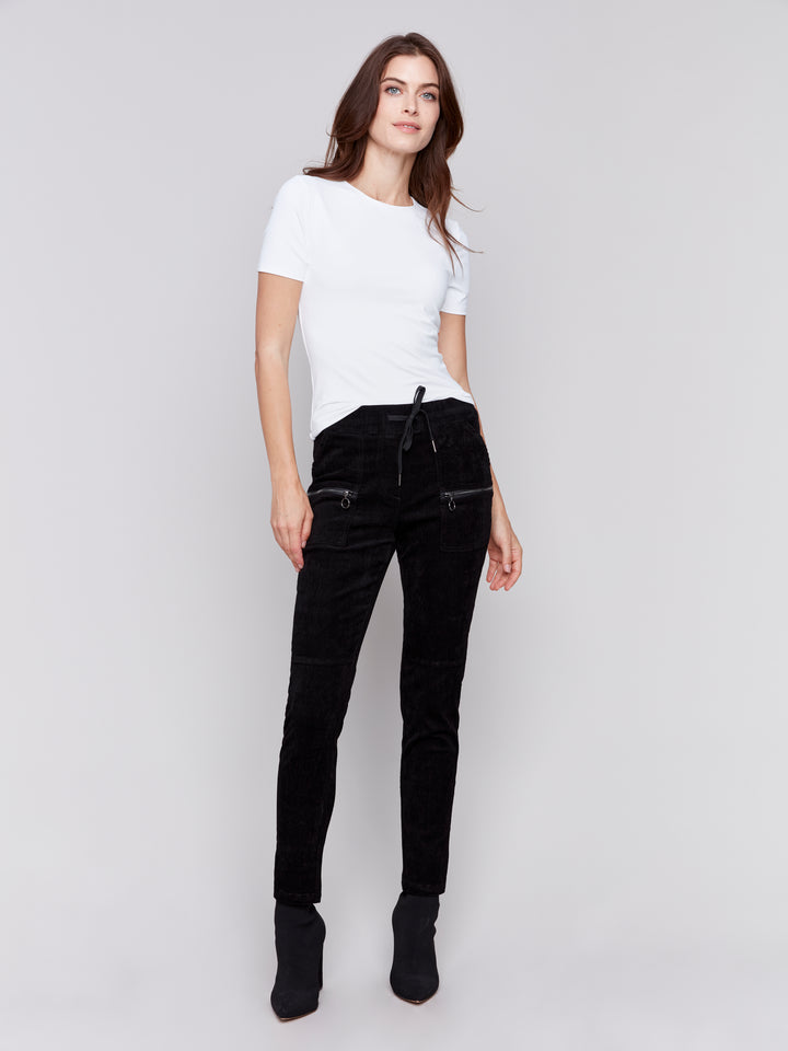 Black Baby Cord Jogger Pant