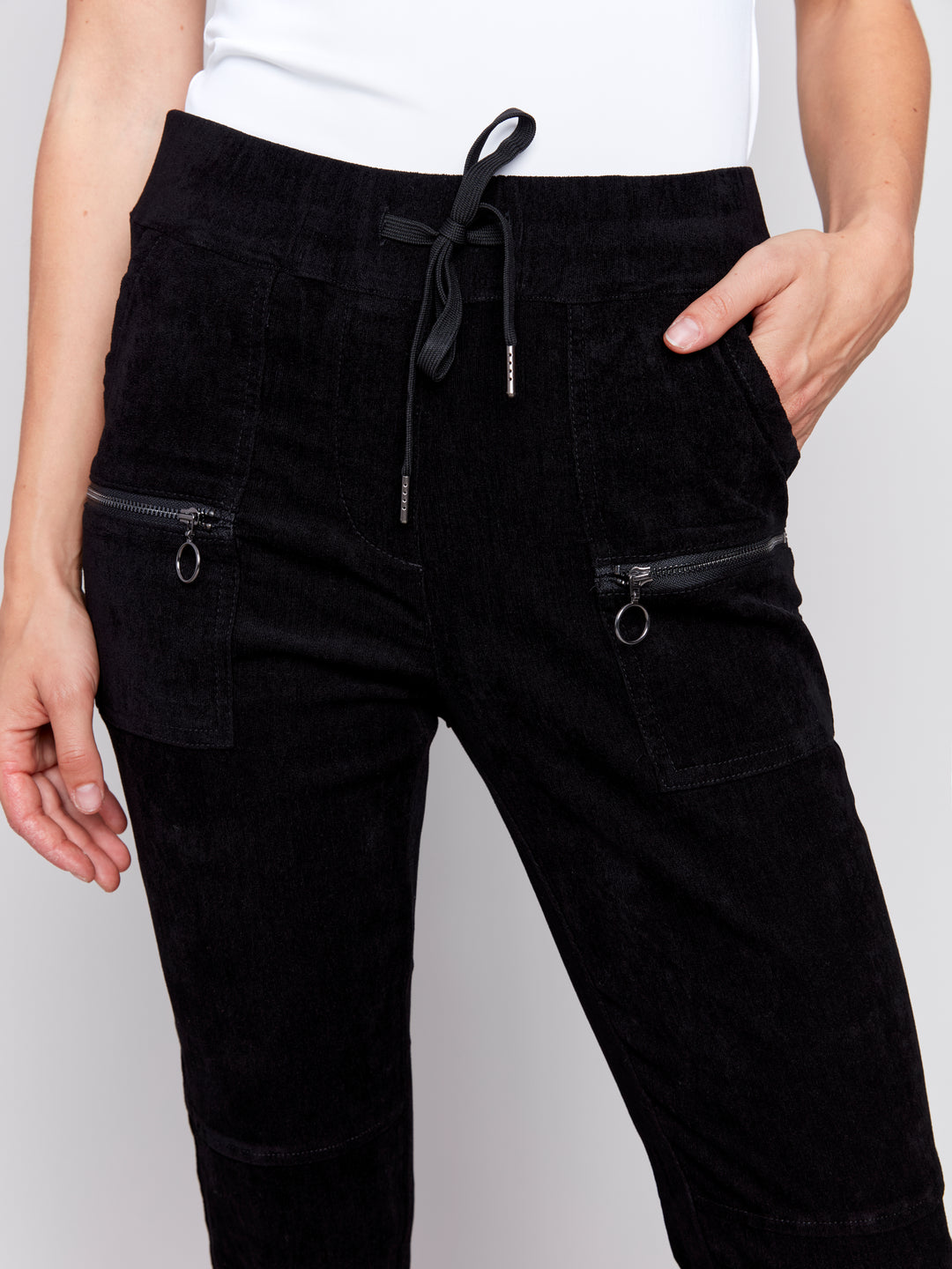 Black Baby Cord Jogger Pant