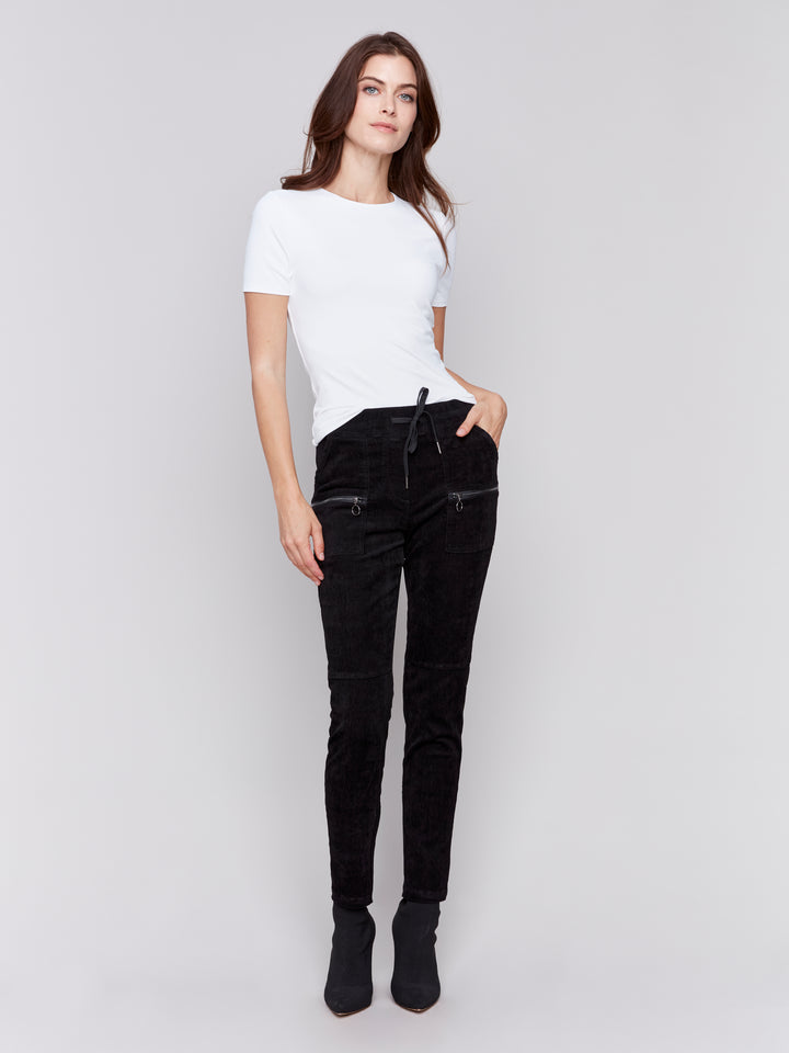 Black Baby Cord Jogger Pant