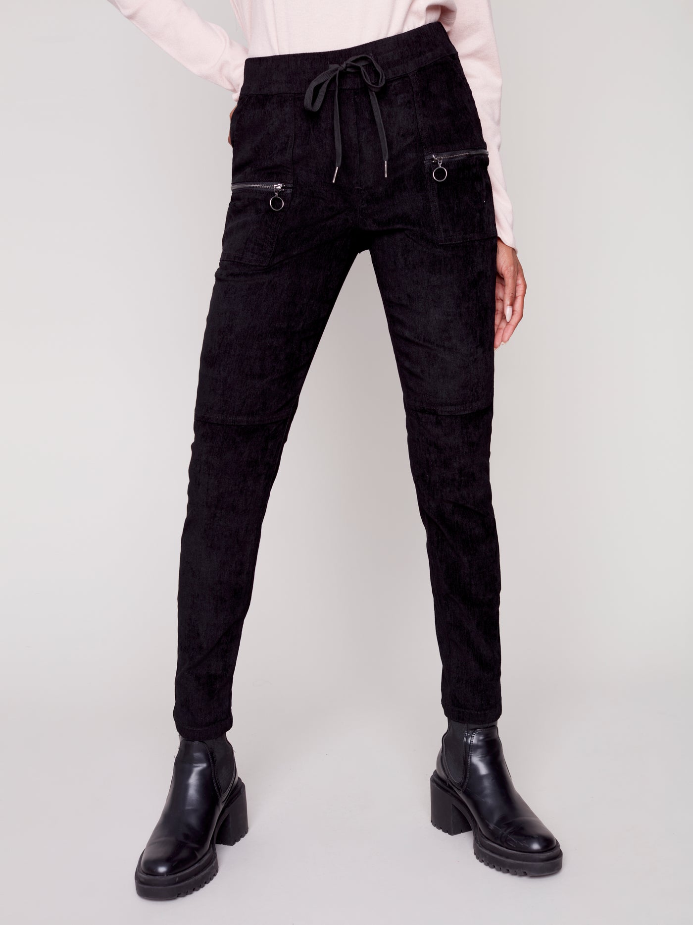 Black Baby Cord Jogger Pant