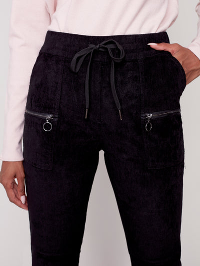 Black Baby Cord Jogger Pant