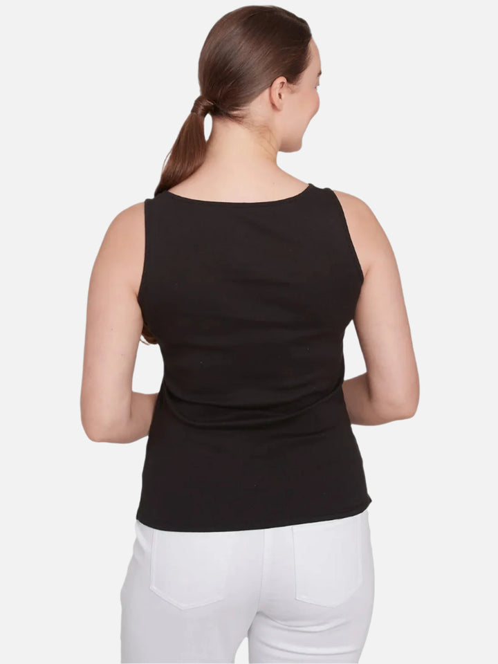 Black Cotton Rib Knit Tank Top